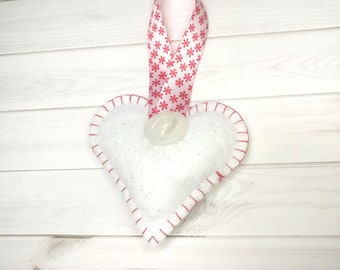 Valentine's day Felt heart, love, tree ornament, gift, heart mobile, hanging decoration, engagement, Ready to ship, rustic ornament, modern