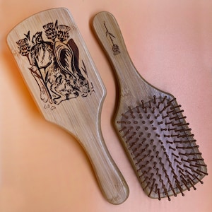 Thistle and Hare Bamboo Hairbrush