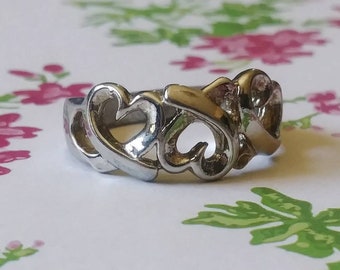 Sterling Silver Curly Hearts Ring Size 7.5 (#06313)