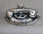 Vintage Movable Rotary Phone Charm Beau Sterling Silver ( 06292)