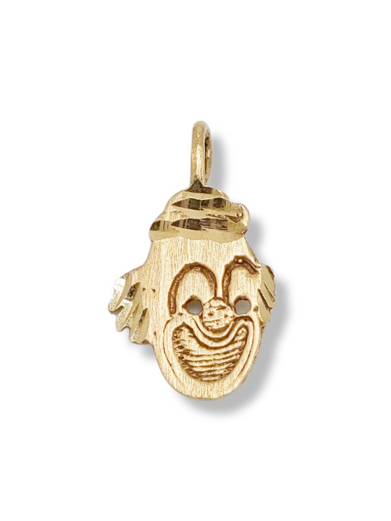 14k Yellow Gold Circus Clown Pendant Necklace Cha… - image 1
