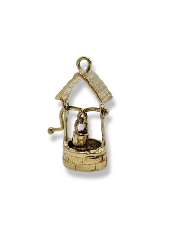 Vintage 14k Gold Wishing Well Charm Movable Gold … - image 1