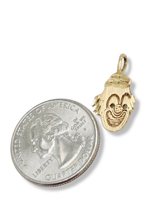 14k Yellow Gold Circus Clown Pendant Necklace Cha… - image 3