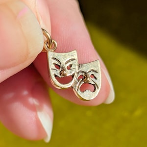 14k Gold Comedy and Tragedy Drama Masks Charm Acting Necklace Pendant