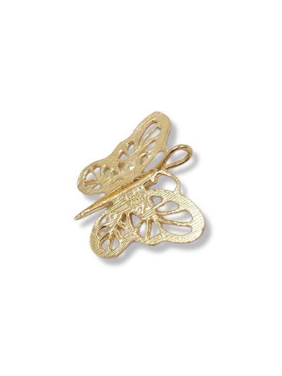 14k Yellow Gold Butterfly Pendant Necklace Charm … - image 5