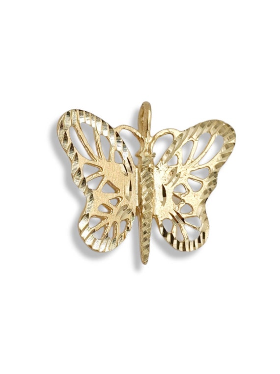 14k Yellow Gold Butterfly Pendant Necklace Charm … - image 3