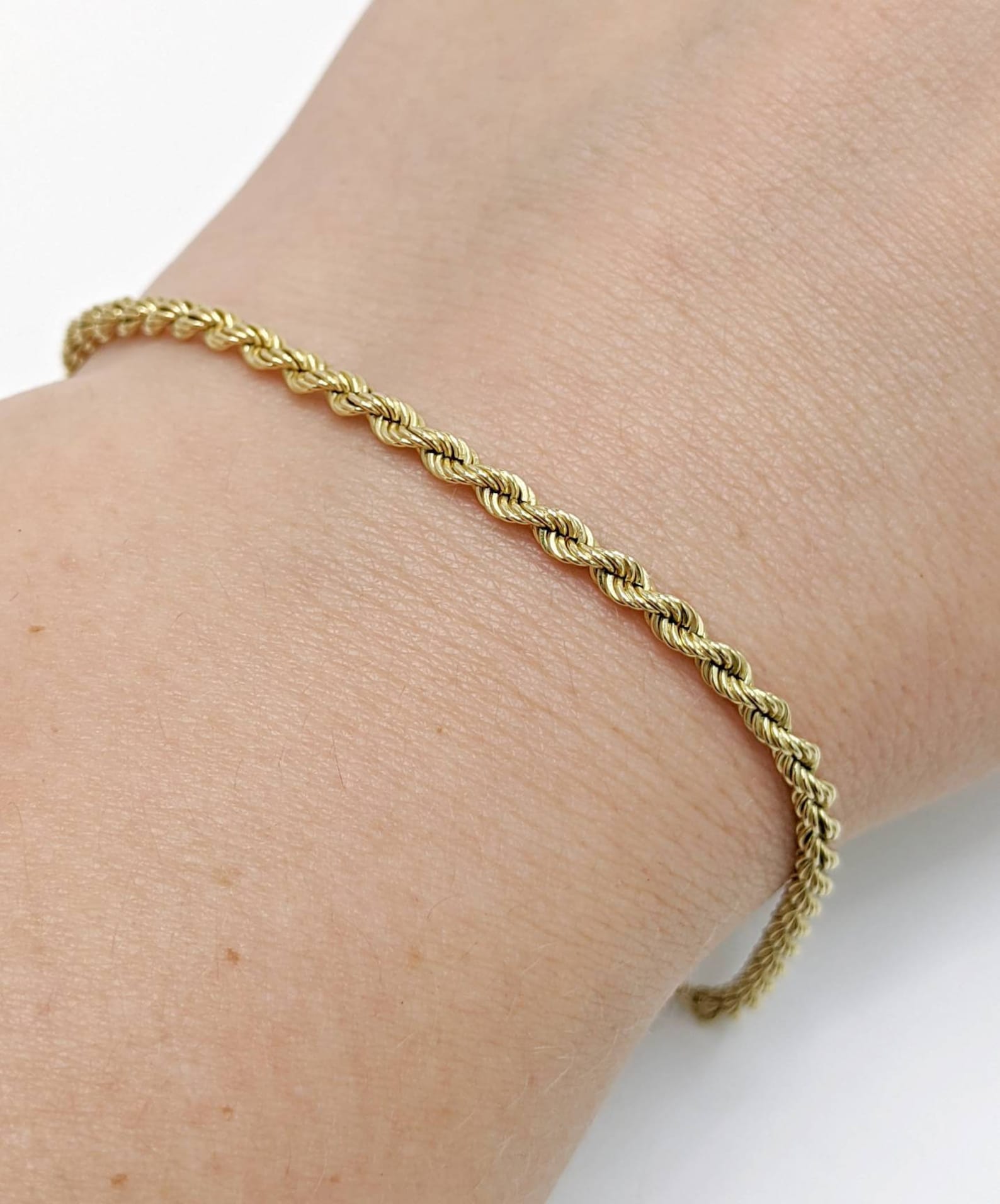 14k Gold Rope Chain Bracelet 7 Length 06906 Etsy