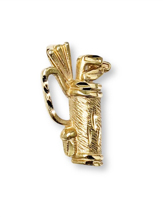 14k Gold Golf Bag Charm Golfers Club Bag Necklace Pendant 