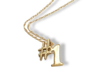 14k Yellow Gold Number One Charm Necklace with 18 Inch Chain (#07165)