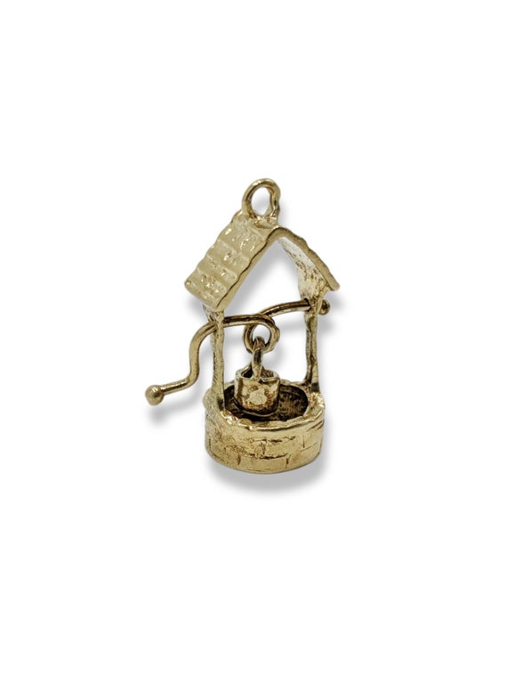 Vintage 14k Gold Wishing Well Charm Movable Gold … - image 2