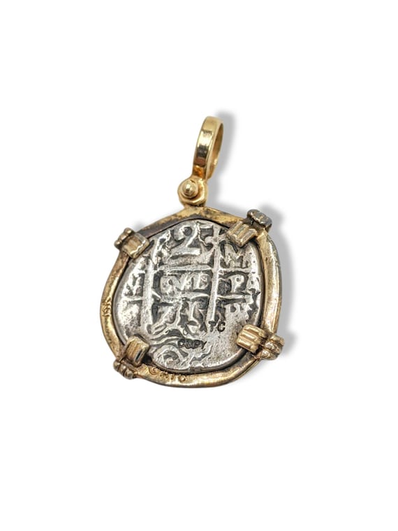 14k Gold and Silver Atocha Replica Coin Pendant (… - image 3