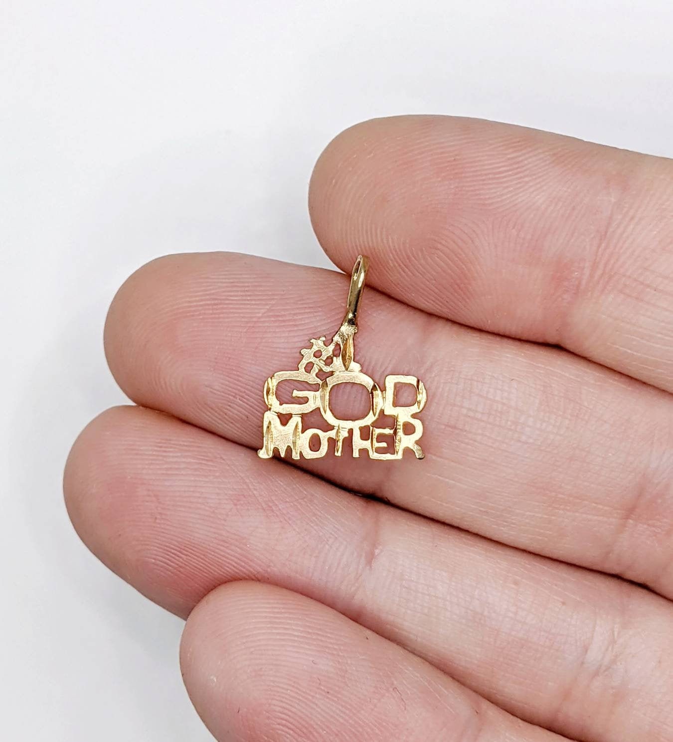 Number One Godmother Pendant in 14k Yellow Gold 1 Necklace Charm 06843 Etsy Canada