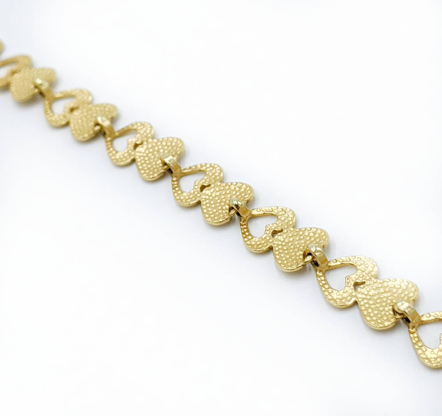14k Gold Heart Link Bracelet 7.5 Inches Estate Jewelry Etsy