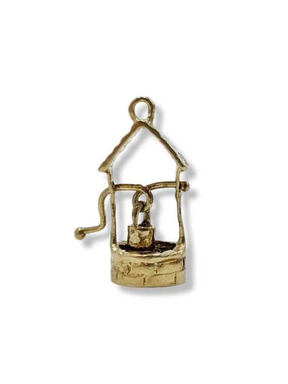 Vintage 14k Gold Wishing Well Charm Movable Gold … - image 5