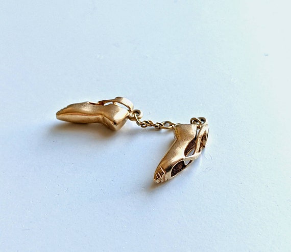 Vintage 14k Yellow Gold Pair of Ballet Slippers B… - image 7