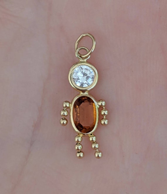 14k Gold November Birthstone Babies Charm Orange C