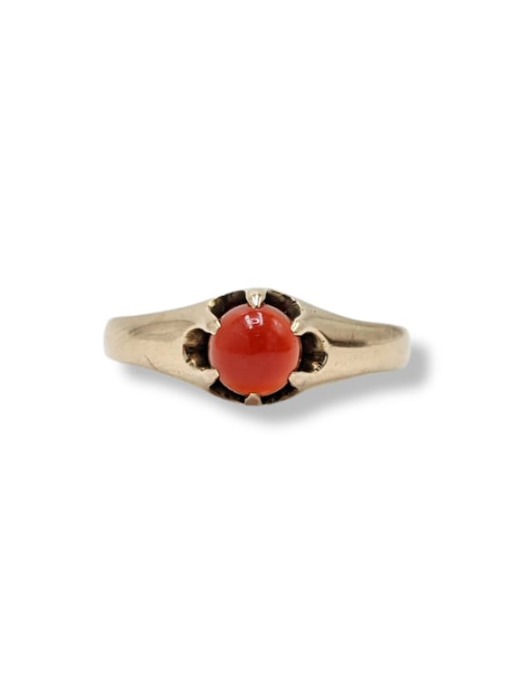 10k Gold Antique Carnelian Buttercup Ring Size 6.2