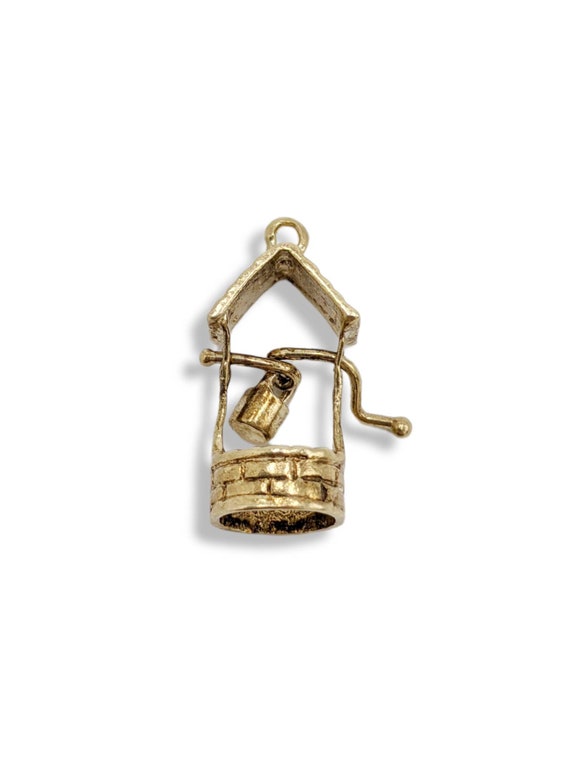 Vintage 14k Gold Wishing Well Charm Movable Gold … - image 8
