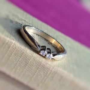 Petite Two-Stone Diamond Stacker Ring in 14k White Gold