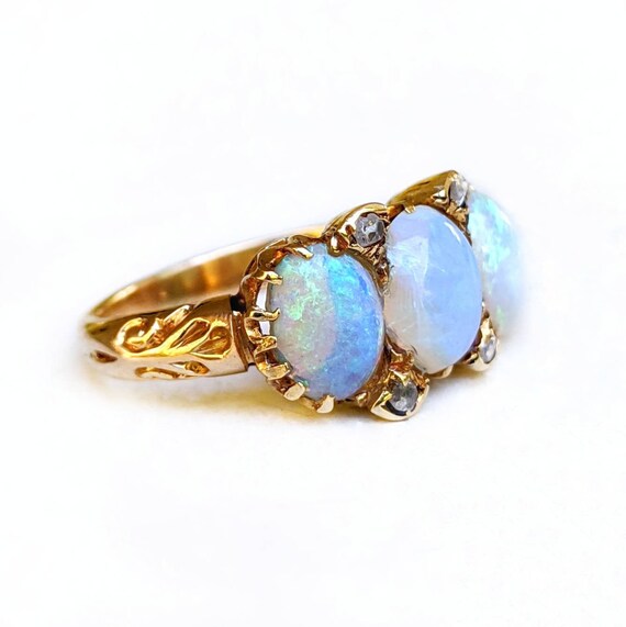 Buy 30s Antique Opal and Onyx Inlay Ring Victorian Seed Pearl Halo Setting  14K Yellow Gold Art Deco Jewelry Online in India - Etsy