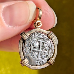 14k Gold and Silver Atocha Replica Bezel Coin Pendant