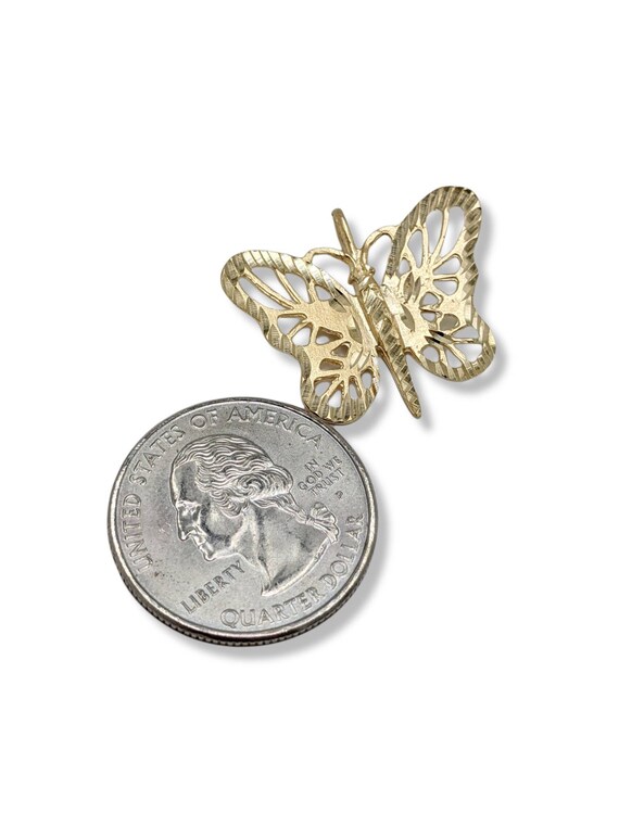 14k Yellow Gold Butterfly Pendant Necklace Charm … - image 4