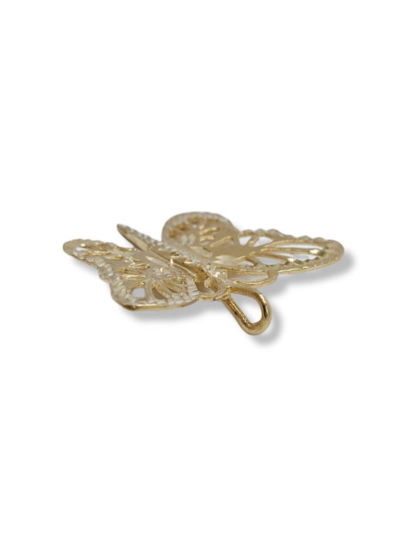 14k Yellow Gold Butterfly Pendant Necklace Charm … - image 8