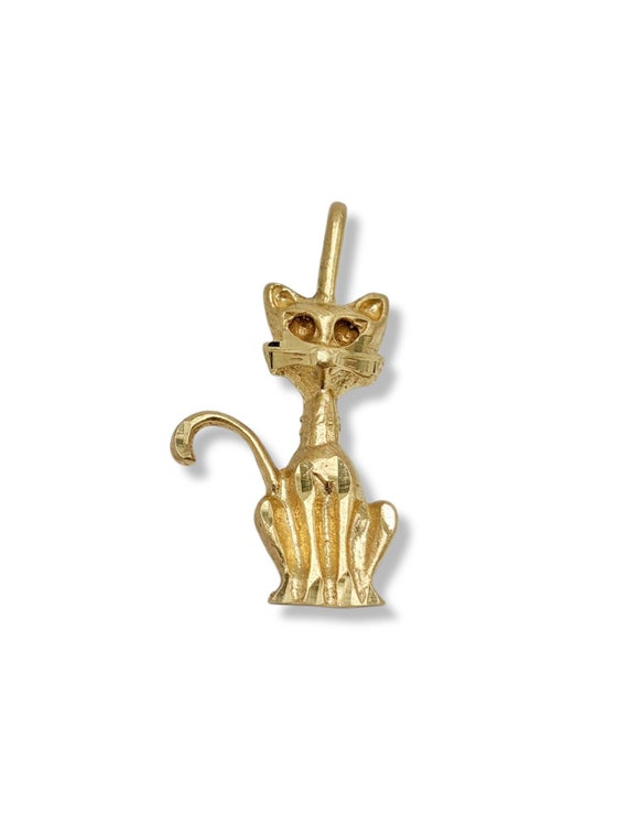 14k Gold Kitty Cat Pendant Necklace Charm (#06985)