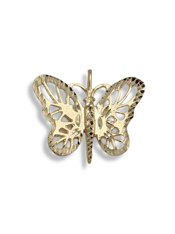 14k Yellow Gold Butterfly Pendant Necklace Charm … - image 6