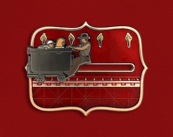 Mine Car Chase Enamel Pin | Interactive | Sliding