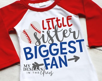 Hermana de béisbol SVG / Béisbol SVG / Archivo de corte de silueta y cricut / Camisa de hermana de béisbol / Archivo de corte de hermana pequeña / Béisbol