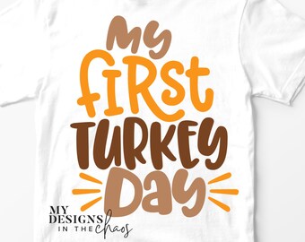 Primer archivo SVG de Acción de Gracias / Archivo de corte del Día del Pavo / Diseño de bebé de otoño / niño pequeño / niña / Archivo de corte para silueta o cricut