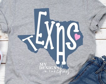 Texas SVG Archivo de corte Diseño Archivo de corte para máquina de corte Silhouette y Cricut Texas Shirt State Home SVG Archivo de corte