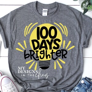 100 days Brighter SVG, 100 days of school svg Cutting file for Silhouette or Cricut, svg png dxf eps, 100th day of school, 100 days svg