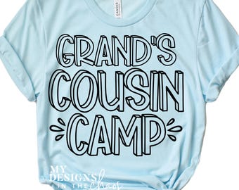 Grand Cousin Camp SVG, neef kleurboek gesneden bestand voor silhouet en Cricut, neef shirt Design, neef stam PNG-bestand, neef SVG-bestand