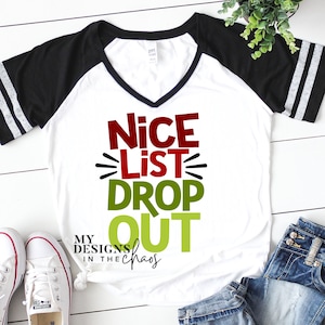 File SVG Nice List Drop Out per macchine da taglio Silhouette e Cricut, Natale in formato SVG, Natale Nice List in formato SVG, Natale per bambini in formato SVG