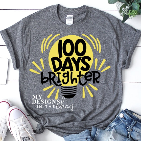 100 days Brighter SVG, 100 days of school svg Cutting file for Silhouette or Cricut, svg png dxf eps, 100th day of school, 100 days svg