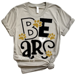 Bears Black and Gold PNG / Bears png file for Silhouette or Cricut /png Bears Spirit Wear png File T-Shirts, white heart png