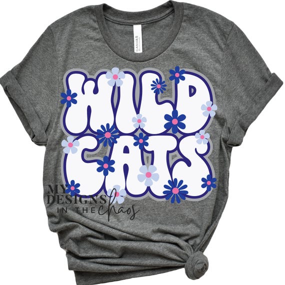 Wildcats PNG / Grey and Navy Wildcats Sublimation file for Silhouette or Cricut /png Wildcats Spirit Wear PNG File T-Shirts