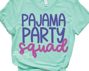 Pyjama Party SVG-bestand voor silhouet of Cricut snijmachine | Pyjama Party Squad SVG | Slumber Party Squad PNG