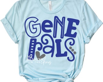 Royal Blue Generals PNG, Generals Sublimation file, png, General Spirit Wear SVG File T-Shirt