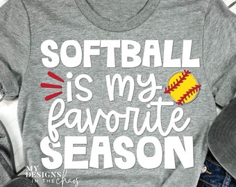 Softbal is mijn favoriete seizoen SVG, softbal SVG silhouet en Cricut, softbal moeder SVG, dxf png eps, softbal moeder shirt svg, softbal png