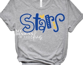 Estrellas SVG / Estrellas azules y amarillas / Archivo de corte para Cricut y Silhouette / Sublimación png, PNG Stars Spirit Wear PNG Archivo Camisetas