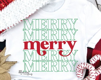 Merry Merry Merry SVG file for Silhouette and Cricut cutting machines, Christmas SVG, Christmas Holiday png