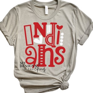 Indians PNG/ Red and White Indian PNG / Indians Fun Font png /spirit wear png/ Red and white school spirit/ Indians print red