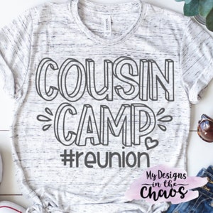 Cousin Camp SVG, arquivo de corte do livro de colorir do primo para Silhouette e Cricut, design da camisa do primo, arquivo PNG da tribo do primo, arquivo SVG da equipe do primo