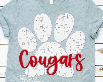 Cougar Pawprint SVG/ Cougar Life PNG / Cougars Fichier de coupe Silhouette Cricut /dxf png eps svg fichier coupé Cougar Spirit Wear SVG File T-Shirts