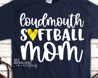 Loudmouth softbal moeder SVG, softbal SVG silhouet en Cricut, softbal moeder SVG, dxf png eps, softbal moeder shirt svg, softbal png