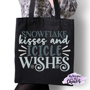 Besos de copo de nieve y Icicle Wishes archivo SVG para Cricut y Silhouette, Winter SVG, Winter PNG, Snowflake svg, nieve png, archivo svg de vacaciones