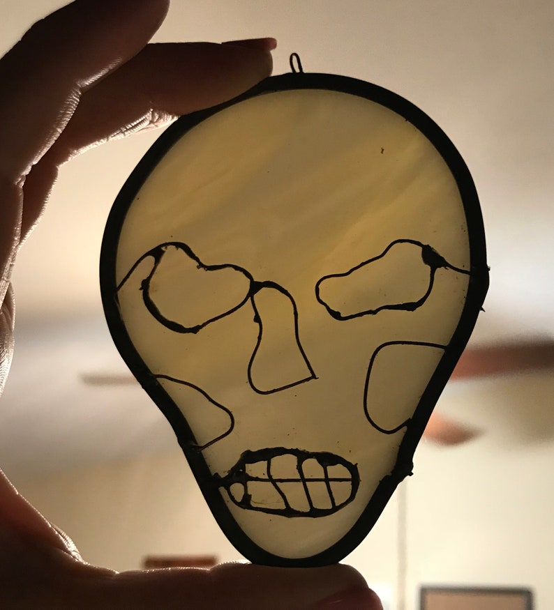 Stained Glass Skull Sun Catcher Handmade Indoor / Outdoor image 2